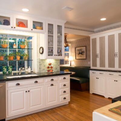 Cozy breakfast nook integrated into the kitchen layout
