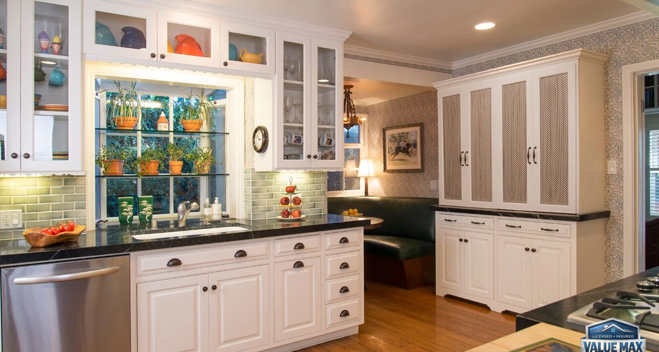 Close-up of coordinated finishes in the kitchen remodel.