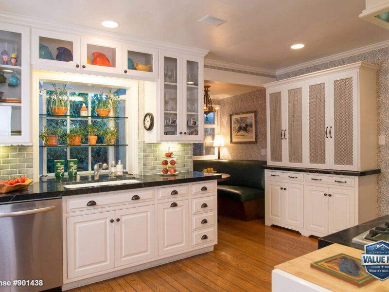 Close-up of coordinated finishes in the kitchen remodel.